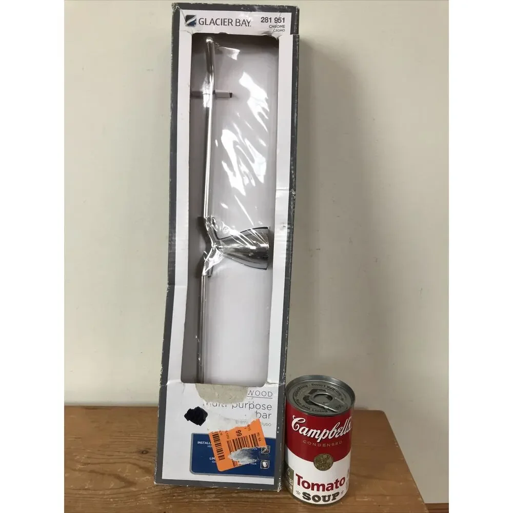 New Glacier Bay 281951 Edgewood Multi-Purpose Chrome Towel Bar Bathroom Rack